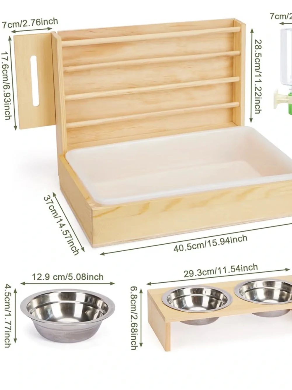 Small Pet Wooden Hay Rack & Feeding Natural Wood Station Guinea Pig Rabbit
